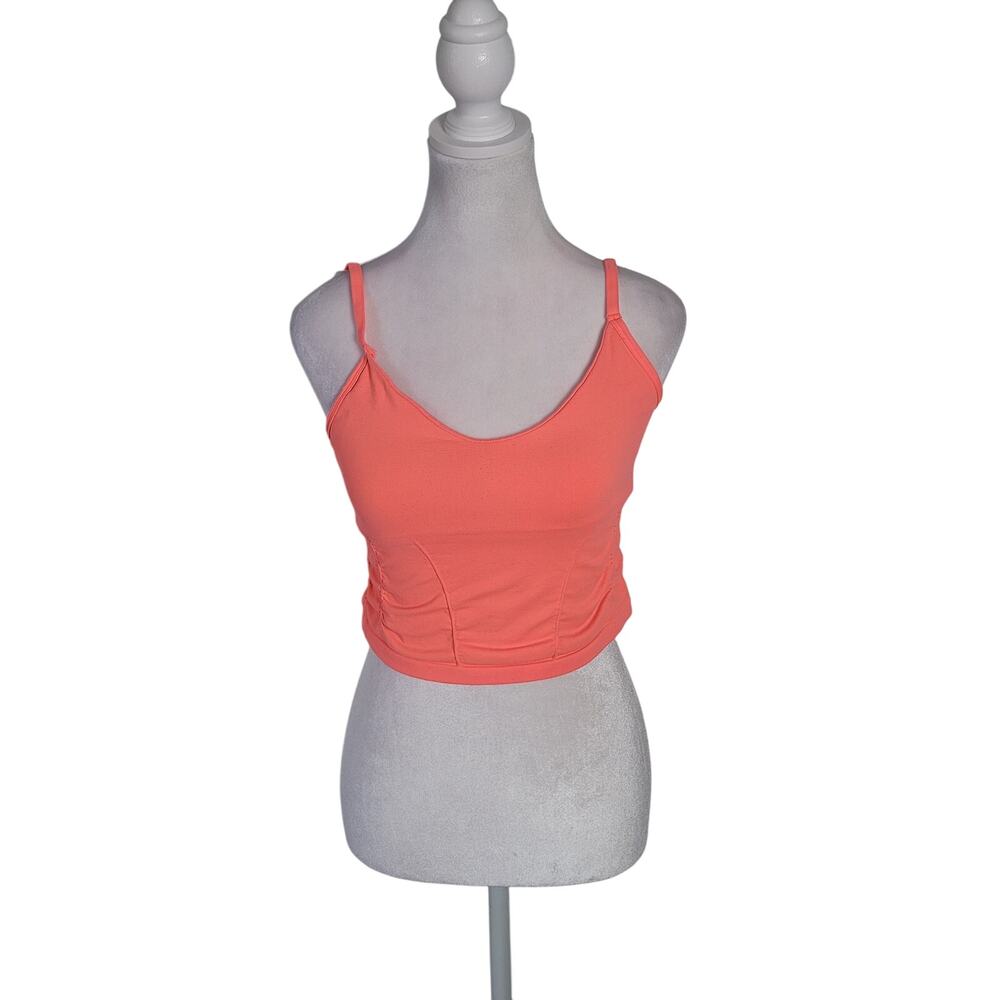 FP Movement Size M/L Good Karma Ruched Crop Tank Neon Coral Athleisure Summer